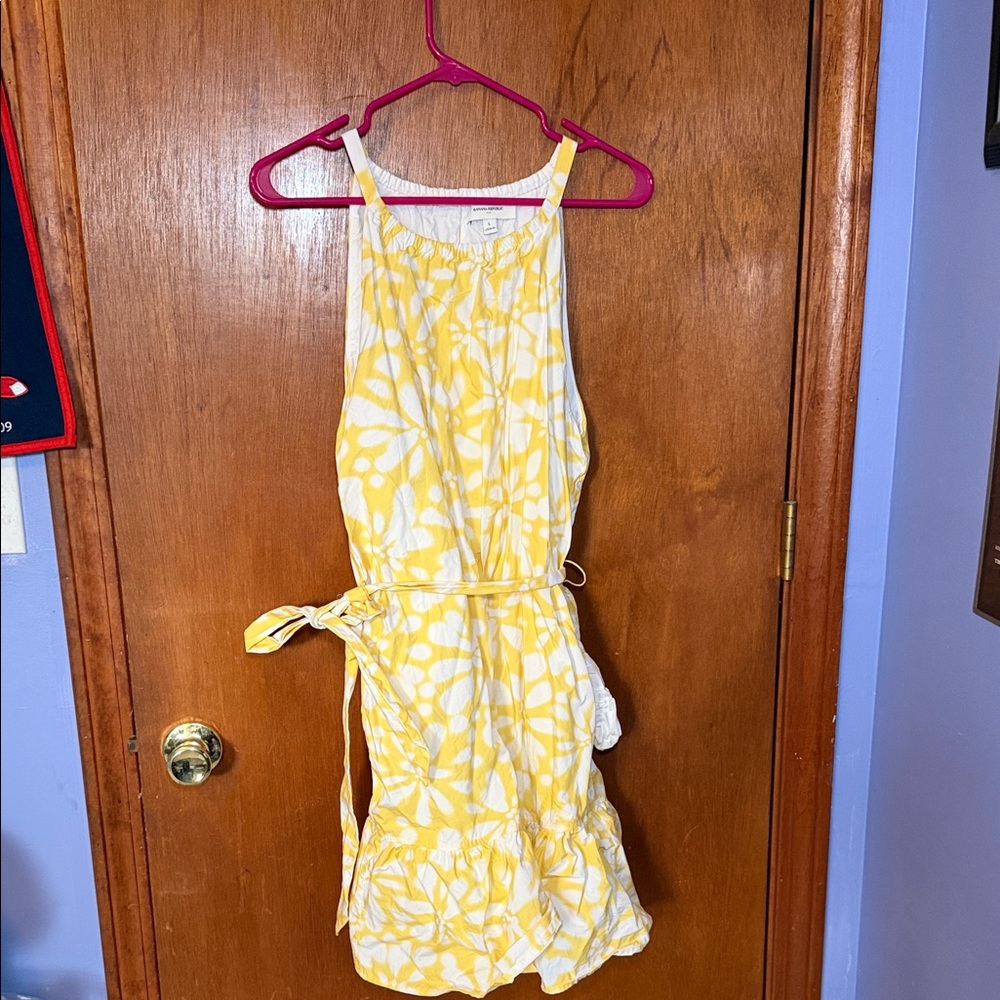 Banana Republic Yellow and White Floral Halter Dress